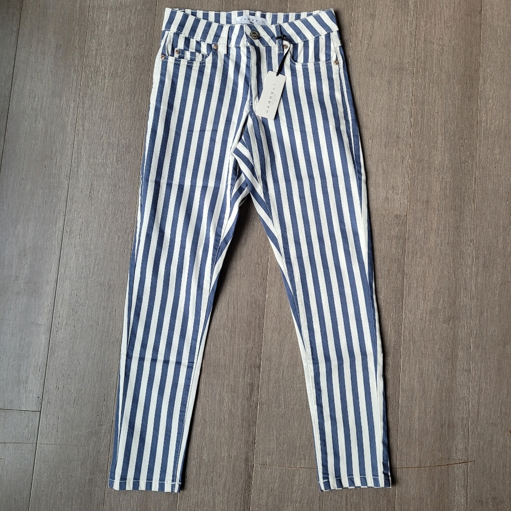 Carreli Blue and White Striped Denim Pants